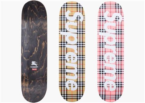 supreme burberry skateboard set